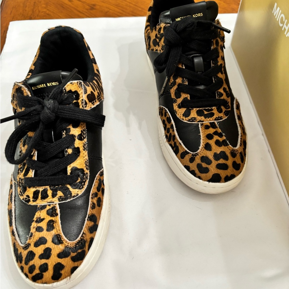 Michael Kors Brown and Black Sneakers with Leopard Print